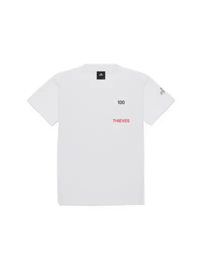 Pre-owned 100 Thieves Men's  Numbers T-shirt In White