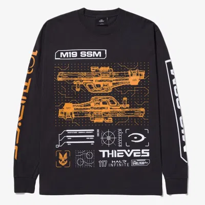 Pre-owned 100 Thieves Men's  X Halo M19 Ssm Long Sleeve T-shirt In Black