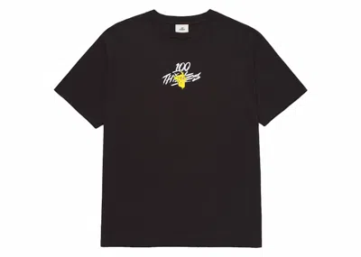 Pre-owned 100 Thieves Men's  X Pokémon Pikachu Core T-shirt In Washed Black