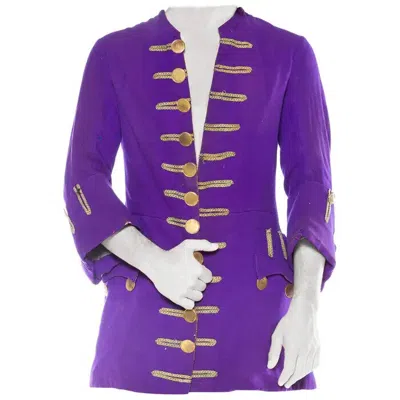 Pre-owned 100% Victorian Purple Wool Men's Frock Coat With Authentic 18th Century Buttons