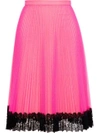 CHRISTOPHER KANE Pleated Tulle Mini Skirt With Lace Hem