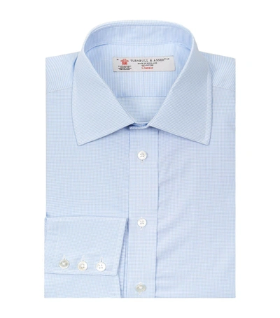 Turnbull & Asser Small Check Button Cuff Shirt In Blue