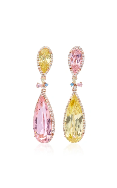 Anabela Chan 18k Yellow Gold Vermeil Multi-stone Earrings In Pink