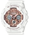 G-SHOCK WOMEN'S S SERIES ANALOG-DIGITAL WHITE AND ROSE GOLD-TONE WATCH 46MM GMAS120MF7A2