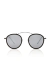 SPEKTRE MET-RO 2 FLAT ROUND-FRAME ACETATE AND STAINLESS STEEL SUNGLASSES,MR01BFT