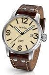 TW STEEL MAVERICK AUTOMATIC LEATHER STRAP WATCH, 48MM,MS26