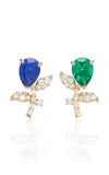 ANABELA CHAN M'O EXCLUSIVE 18K GOLD; EMERALD; AND SAPPHIRE TULIP STUD EARRINGS,624996