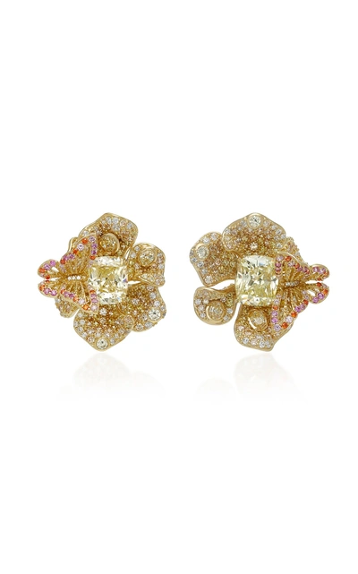 Anabela Chan Exclusive Canary Peony Earrings In Gold