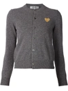 Comme Des Garçons Play Logo-patch Knitted Cardigan In Grey