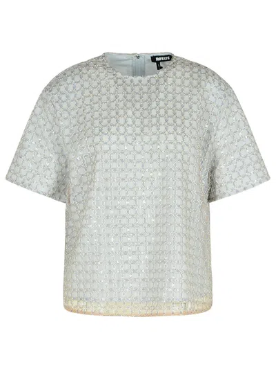 1001 'beaded' Light Blue Polyester T Shirt In Beige