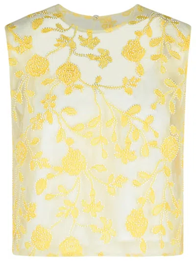 1001 'flower' Yellow Polyester Tank Top
