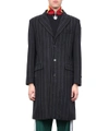 PALM ANGELS DISTRESSED PINSTRIPED WOOL COAT,8965127