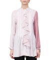 Jw Anderson Ruffled-front Striped Silk-charmeuse Tunic Top In Multicolor