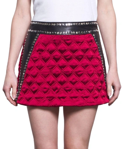 Alyx Leather & Quilted Satin Mini Skirt In Rosso