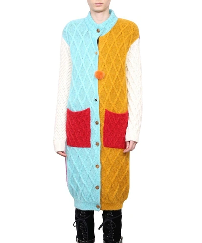 Fausto Puglisi Colour Block Wool Cardigan In Multicolor
