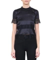 GIVENCHY LACE TRIMMED SILK T-SHIRT,17X6737310 001