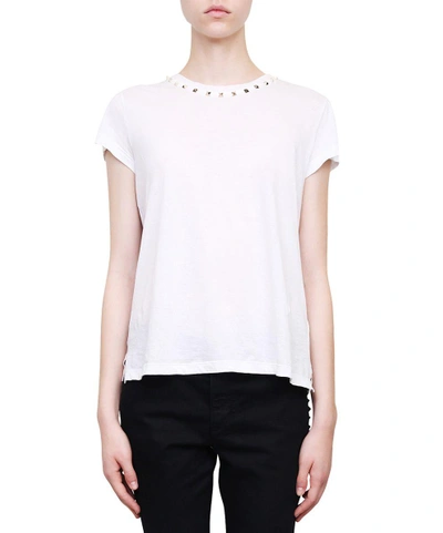 Valentino Rockstud Cotton T-shirt In Bianco