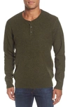 Schott Wool Waffle Henley Long Sleeve Tee In Olive