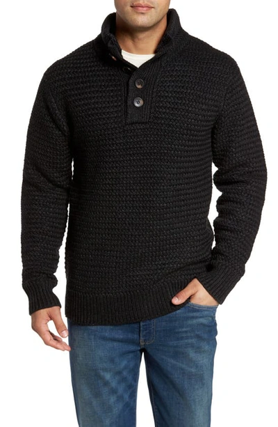 Schott Men's Funnel Neck Military Sweater In Black