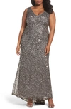 ADRIANNA PAPELL SEQUIN A-LINE GOWN,AP1E201867