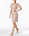 ADRIANNA PAPELL PETITE BEADED SEQUINED DRESS