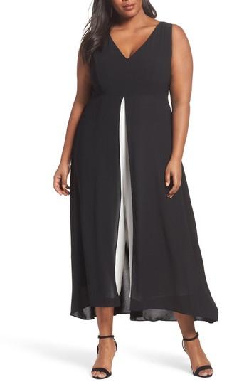 adrianna papell crepe colorblock jumpsuit
