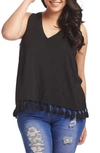 Tart Emory Tassel Fringe Tank In Black