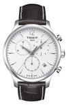 TISSOT TRADITION CHRONOGRAPH LEATHER STRAP WATCH, 42MM,T0636171603700