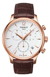 TISSOT TRADITION CHRONOGRAPH LEATHER STRAP WATCH, 42MM,T0636173603700