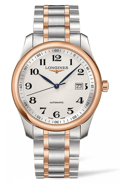 Longines L2.893.5.79.7 Master Collection 18ct Rose Gold-plated Stainless Steel Watch In Silver