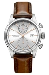 HAMILTON AMERICAN CLASSIC AUTOMATIC CHRONOGRAPH LEATHER STRAP WATCH, 42MM,H32416581