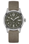 HAMILTON KHAKI FIELD AUTOMATIC CANVAS STRAP WATCH, 40MM,H70595963