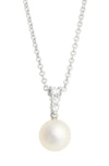 MIKIMOTO MORNING DEW' AKOYA CULTURED PEARL & DIAMOND PENDANT NECKLACE,PPA 403D W