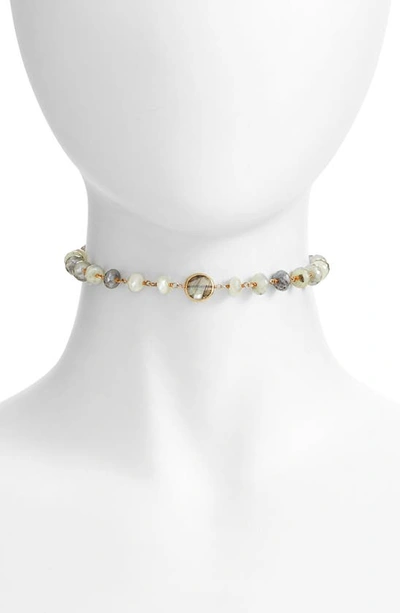 Ela Rae Libi Grand Choker Necklace In Phrenite / Labradorite