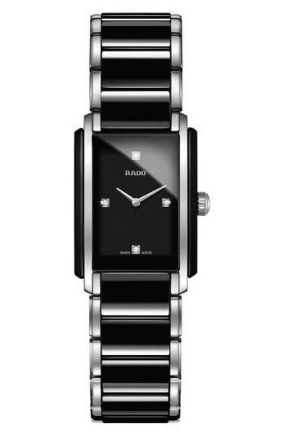 Rado Integral Diamonds Bracelet Watch, 22mm X 33mm In Silver/ Black