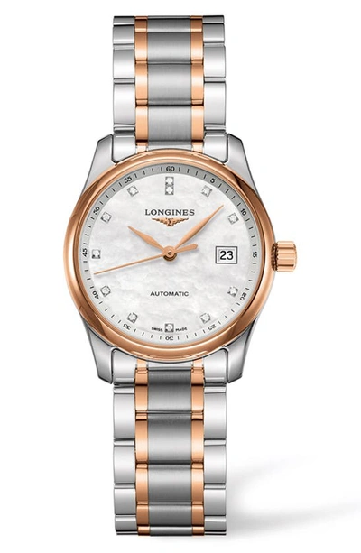 Longines Master Collection Watch, 29mm In Gold / Gold Tone / Mop / Mother Of Pearl / Rose / Rose Gold / Rose Gold Tone / Skeleton