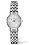 Longines Elegant Mother Of Pearl Dial Ladies Watch L43094876 In Silver/ Mop/ Silver
