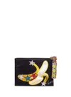 VENNA Banana appliqué star patch suede clutch