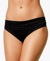 LA BLANCA SHIRRED BANDED HIPSTER BIKINI BOTTOMS WOMEN'S SWIMSUIT