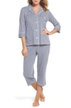Ralph Lauren Knit Crop Pajamas In Windsor Navy/ White Stripe