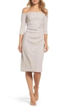 Eliza J Off The Shoulder Sheath Dress In Champagne
