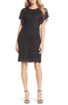 ADRIANNA PAPELL EMBELLISHED FLUTTER SLEEVE COCKTAIL DRESS,AP1E202224