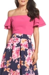 Eliza J Off The Shoulder Top In Fuchsia