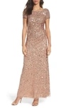 ADRIANNA PAPELL SEQUIN COWL BACK GOWN,AP1E202166