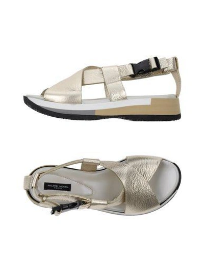 Philippe Model Sandals Peonia Leather Platinum In Grey