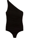 Brigitte One Shoulder Draped Swimsuit In Black