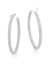 SAKS FIFTH AVENUE TCW 1.51 Diamond & 14K White Gold Hoop Earrings/1.25",0400090977009