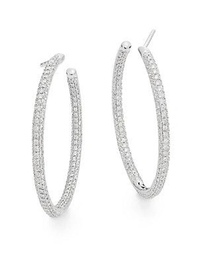 Saks Fifth Avenue Tcw 1.51 Diamond & 14k White Gold Hoop Earrings/1.25"