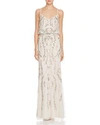 Adrianna Papell Floral Beaded Blouson Gown In Ivory/multi