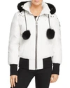 Moose Knuckles Debbie Fox Fur Trim Down Bomber Jacket In Snow White